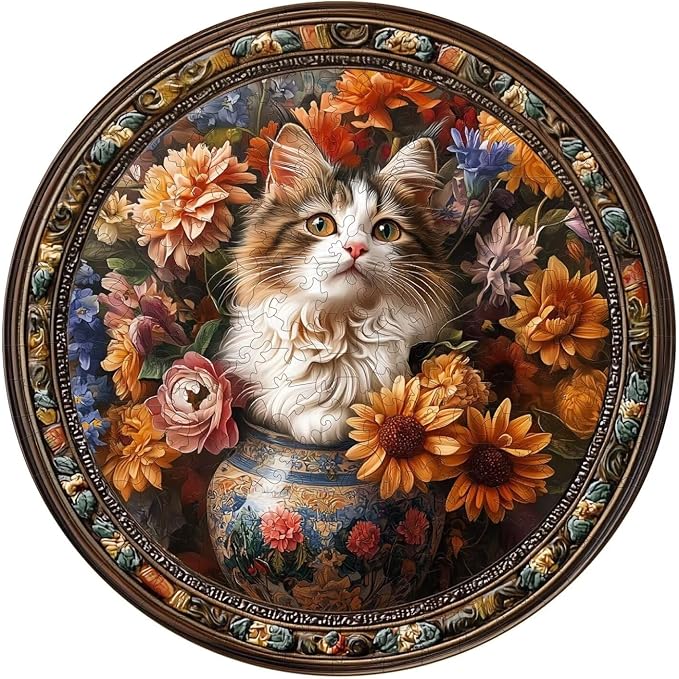 Wooden Puzzles Adults, Beautiful Tricolor Cat Wooden Puzzles 300 Pieces by Jollitot