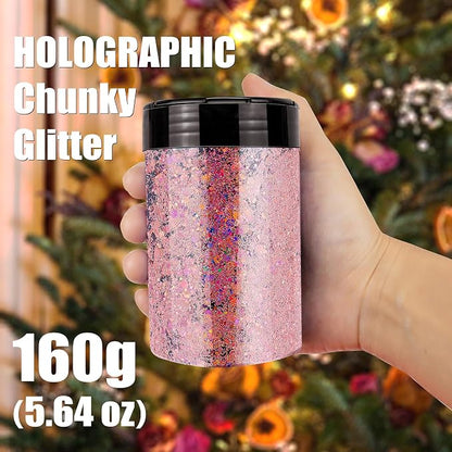 Estanoite Holographic Chunky Glitter, 160G/5.64OZ Glitter, Mixed Fine & Chunky - Image 3