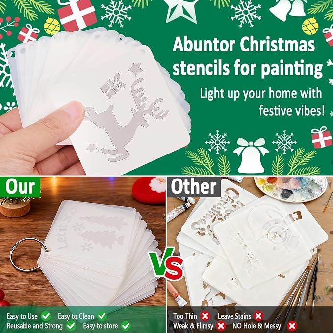 34pcs Christmas Stencils for Painting On Wood Reusable Xmas Stencils Set - Image 4