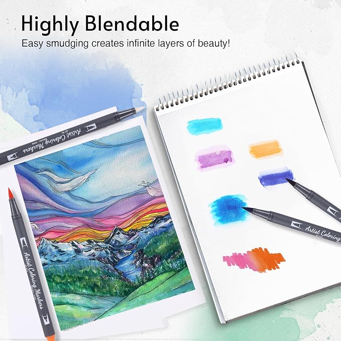12 Colors Blendable Watercolor Pens 2025 Upgrade Water Based Paint Set Double - Image 7