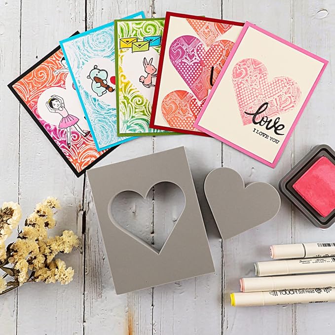 BAOFALI 9 Pcs Heart Cut Stamping Foam Grey Moldable Foam Stamps Plastic Dry - Image 6