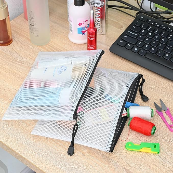 AUSTARK 10 Pcs Zipper File Bags, Waterproof Plastic Mesh Pouch - Image 6