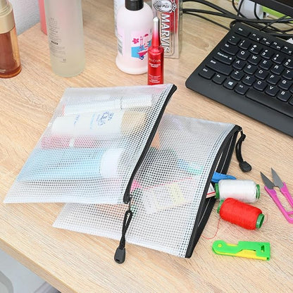 AUSTARK 10 Pcs Zipper File Bags, Waterproof Plastic Mesh Pouch - Image 6