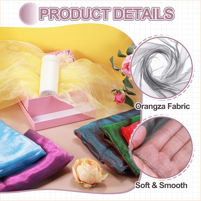 MECCANIXITY Iridescent Sheer Organza Fabric, 10 Yards x 59 Inches Solid - Image 3