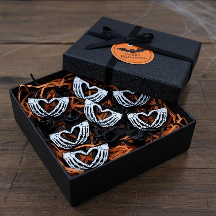 Cunno Halloween Skeleton Enamel Pins Halloween Gesture Heart Hand Pin Skeleton - Image 9