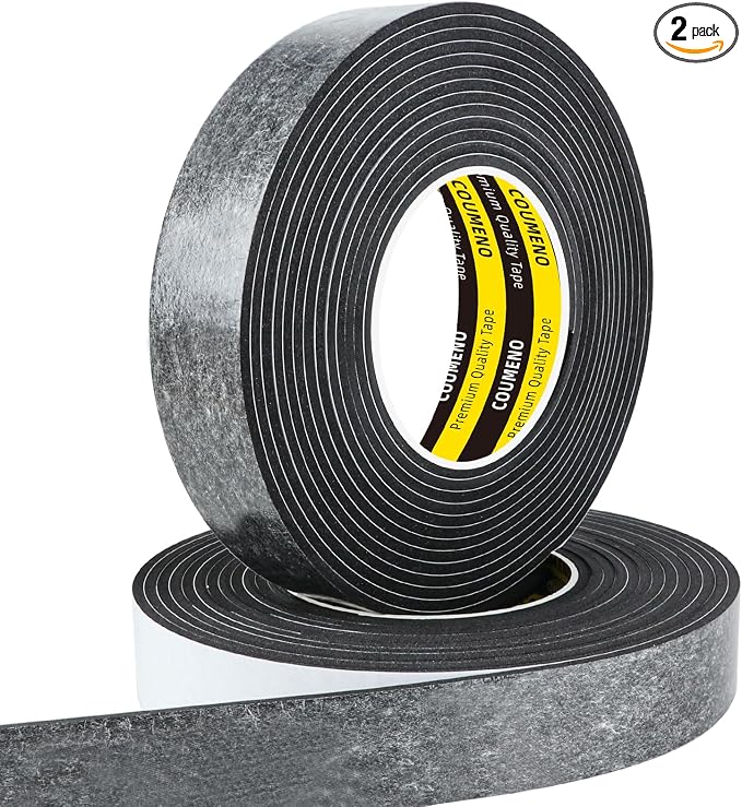2 Pack EVA Single-Sided Adhesive Black Foam Tape, 1.2inx9.84FT Single-Sided by COUMENOAdhesivetape
