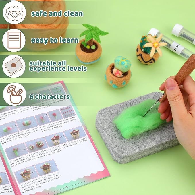 Yizzvb Needle Felting Kit, Felting Kit, Needle Felting Tools Including Wool - Image 3