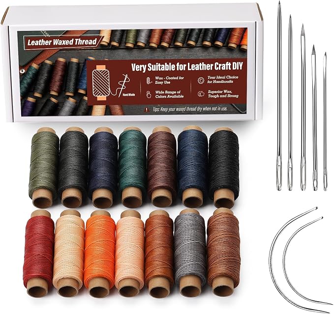 0.55 mm Round Waxed Thread, 14 Colors 76 Yards Spool Wax Coated String by KAQRHFT