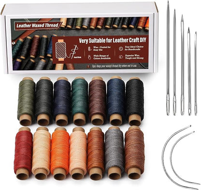 0.55 mm Round Waxed Thread, 14 Colors 76 Yards Spool Wax Coated String by KAQRHFT