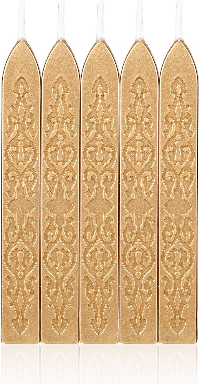 Yoption 5 Pcs Metallic Light Gold Sealing Wax Sticks - Image 2