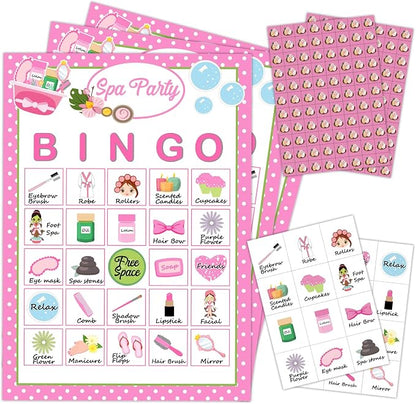 Spa Party Bingo Game Cards, Beauty Themed Bingo Card by mermermu