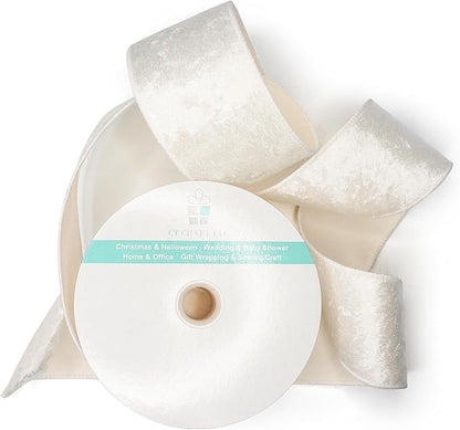Ivory Velvet Ribbon 2.5 Inch x 10 Yards - Image 3