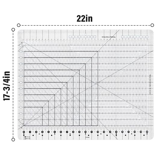 Quilting Ruler, 17-3/4in x 22in, Slotted Patchwork Ruler & Template, Non-Slip - Image 7