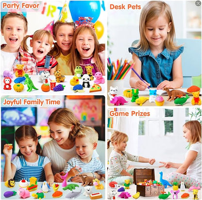 90 Pack Animal Pencil Erasers for Kids, 3D Mini Puzzle Take Apart Erasers - Image 8