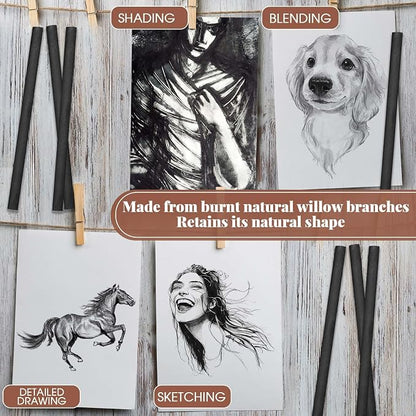 Gueevin 50 Pcs Willow Charcoal Sticks, Willow Charcoal, and Fine Art Christmas - Image 4