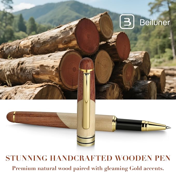 BEILUNER Luxury Wood Ballpoint Pen Writing Set, Maple-Elegant Fancy Nice Gift - Image 2