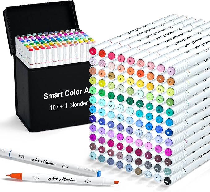 Smart Color Art 108 Pack Art Markers, 107 Alcohol Based Marker Pens and 1 by Unknown