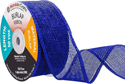 Mandala Crafts Royal Blue Burlap Ribbon 1.5 Inches Wide Jute Ribbons by MandalaCrafts