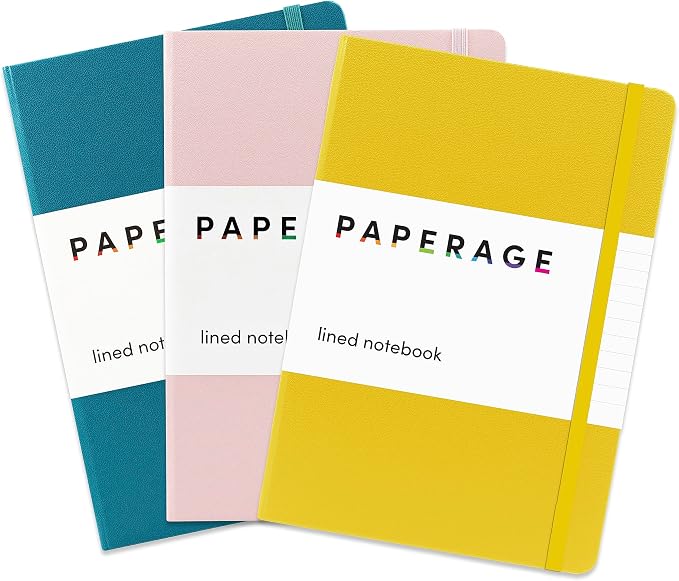 PAPERAGE Lined Journal Notebooks, 3 Pack, 160 Pages, Medium 5.6 inches x 8 by PAPERAGE