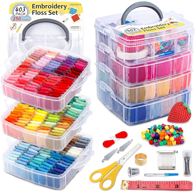 Inscraft 403 Pack Embroidery Floss Set, 250 Colors Cross Stitch Friendship by INSCRAFT