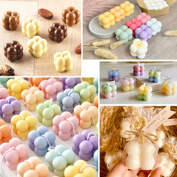 JDH 3D Bubble Candle Silicone Molds 15 Cavity Cube Silicone Candle Molds Soap - Image 5