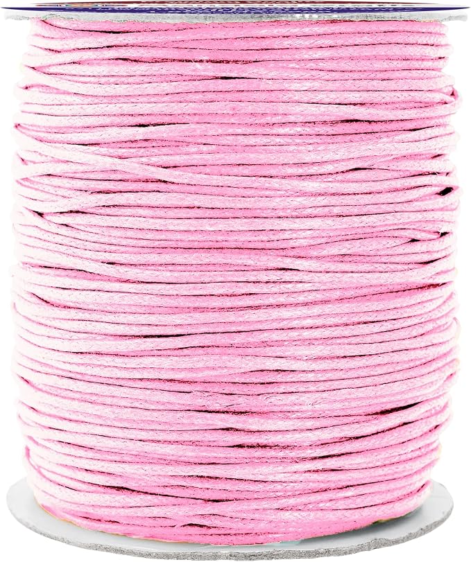 Mandala Crafts 1.5mm 109 Yards Baby Pink Cotton Waxed Cord by MandalaCrafts