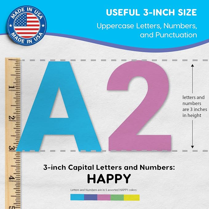 209 Pcs 3" Happy Colors Precut Letters & Numbers - Image 3