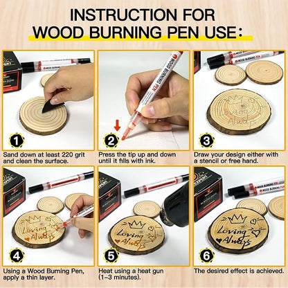 Teexpert Wood Burning Gel Pen Kit, 4 OZ Paste, 2 Double-Sided Scorch Pens - Image 5