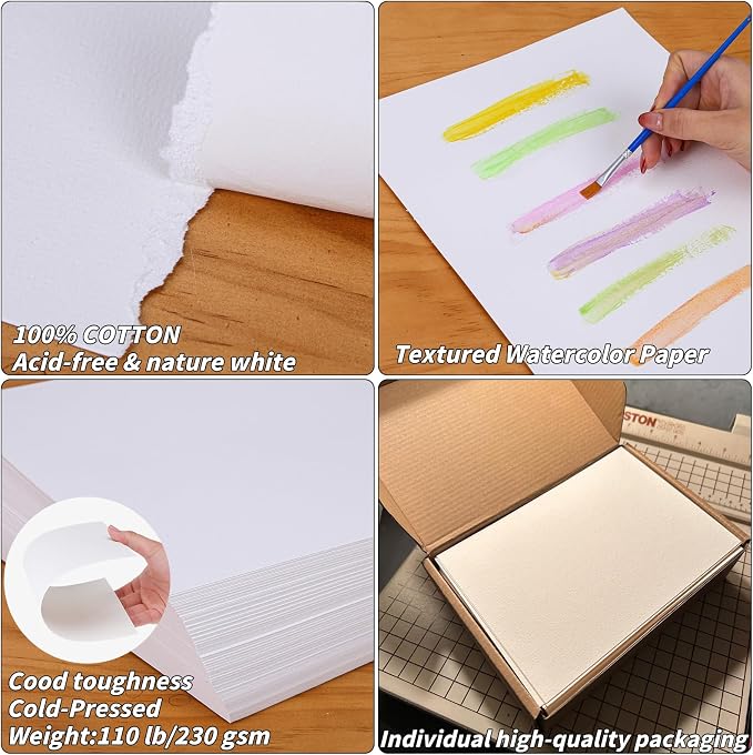 150 Sheets Cotton Watercolor Paper Bulk -230GSM Art Paper-8.5 x 11 inch - Image 3