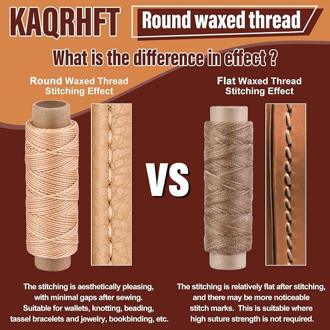 0.8 mm Leather Sewing Thread, 16 Colors 32 Yards Waxed Thread, Round Waxed - Image 4