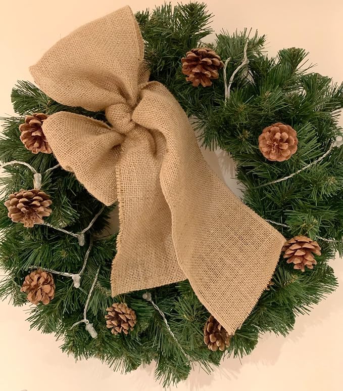 KINJOEK 5 Inch Wide 11 Yards Burlap Ribbon, Natural Jute Fabric Ribbon Crafts - Image 6