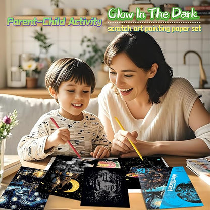 Scratch Paper Art for Adult-Glow in The Dark Scratch Painting Craft Kit|DIY - Image 5