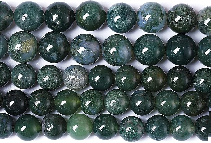 60PCS 6mm Natural Green Moss Agate Beads Gemstone Round Loose Spacer Beads - Image 2