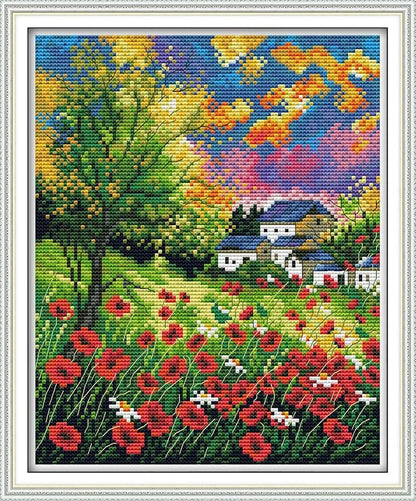 Maydiyer 11CT Stamped Cross Stitch Kits Pre-Printed Embroidery Kit Flowers by MaydiyerCrossStitchKits
