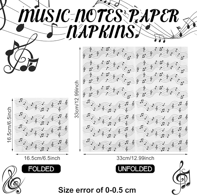 60 Pcs Music Note Cocktail Paper Napkins 6.5 x 6.5 Inches Disposable Paper - Image 2