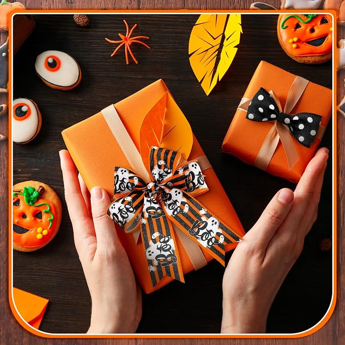 12 Rolls Halloween Wired Edge Ribbon - Image 6