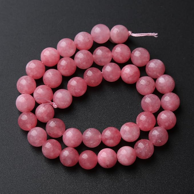 45pcs 8mm Natural Rose Pink Chalcedony Stone Round Loose Beads - Image 5