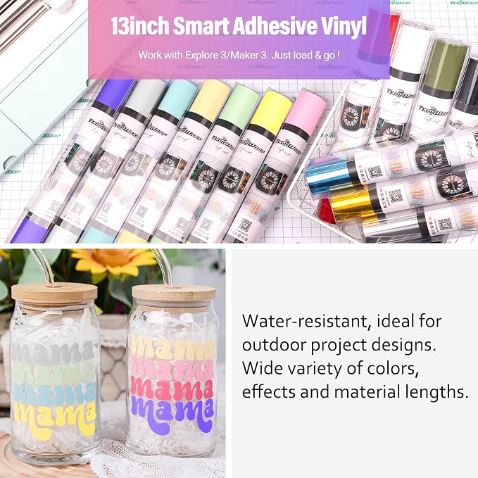 TECKWRAP Matte Vinyl Smart Adhesive Vinyl Permanent, 13in x 5ft, Vinyl - Image 3