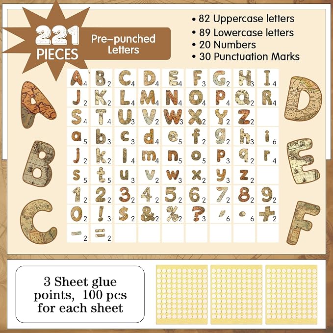 221 Pcs Bulletin Board Letters Round Alphabet Number Punctuation Symbol Combo - Image 2