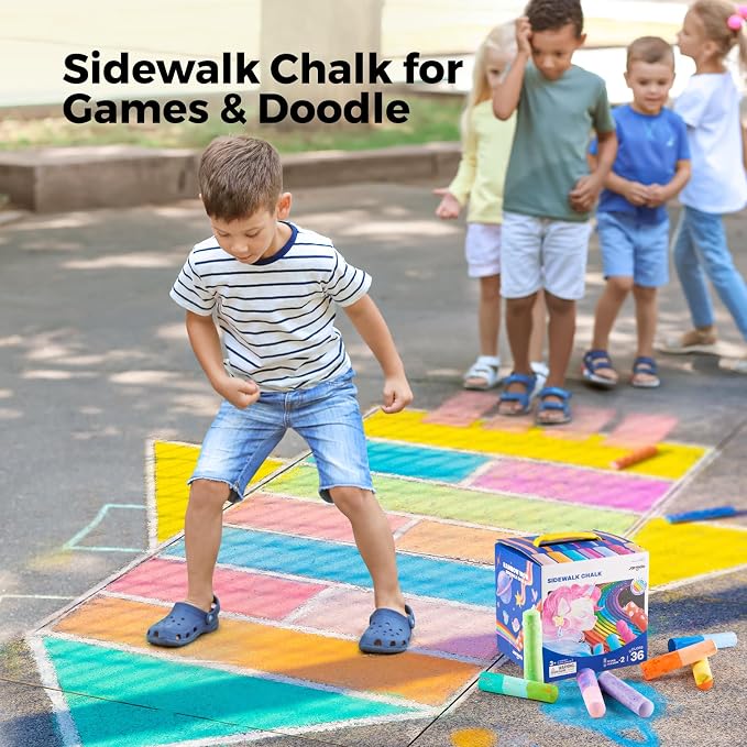 Jar Melo 38 PCS Sidewalk Chalk for Kids- Colored Sidewalk Chalk - Image 6