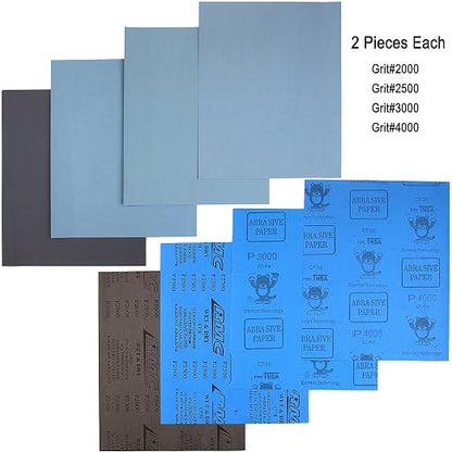 9x11 inch 16 Sheets Sandpaper, Wet or Dry 2000-10000 Grit 8 Assortment Sand - Image 4