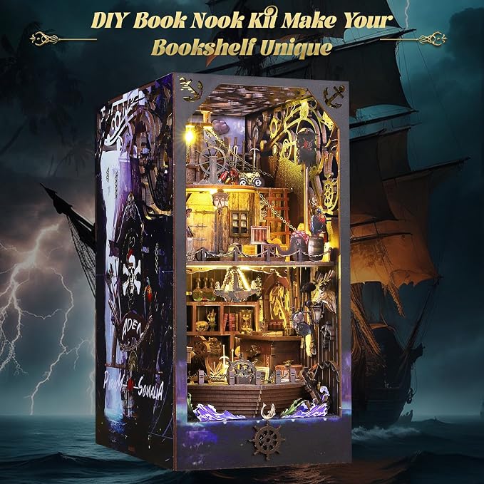 DIY Book Nook Kit Booknooks Bookshelf Insert Decor Miniature House Kits - Image 2