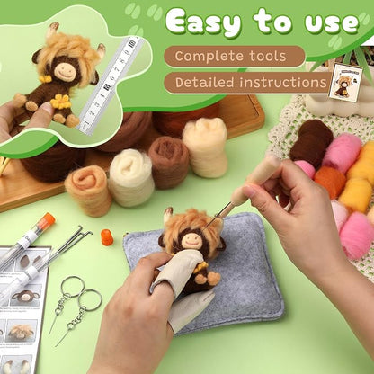 Yizzvb Needle Felting Kit, Highland Cow Family Needle Felt Beginner Kits - Image 3