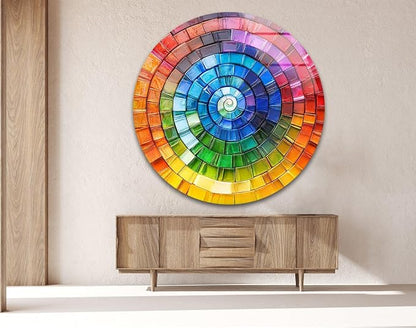 My Photostation.com 24'' Diameter Radiant Spiral Spectrum Round Glass Wall Art - Image 3