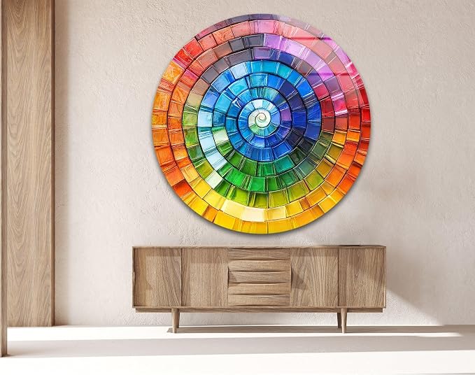 My Photostation.com 31.5'' Diameter Radiant Spiral Spectrum Round Glass Wall - Image 3