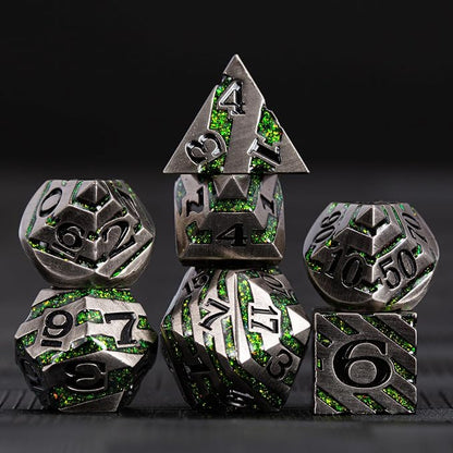 Stripe Metal Dice Set D&D, RPG Polyhedral Dice Set - Image 2