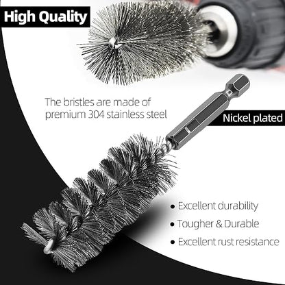 ASNOMY 6Pcs Wire Bore Brush for Drill, 1/2” 3/4” 1” Stainless Steel Copper Pipe - Image 2