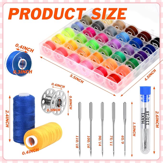 125 Pcs Sewing Thread Kit, 36 Assorted Colors Machine Threads - Image 2