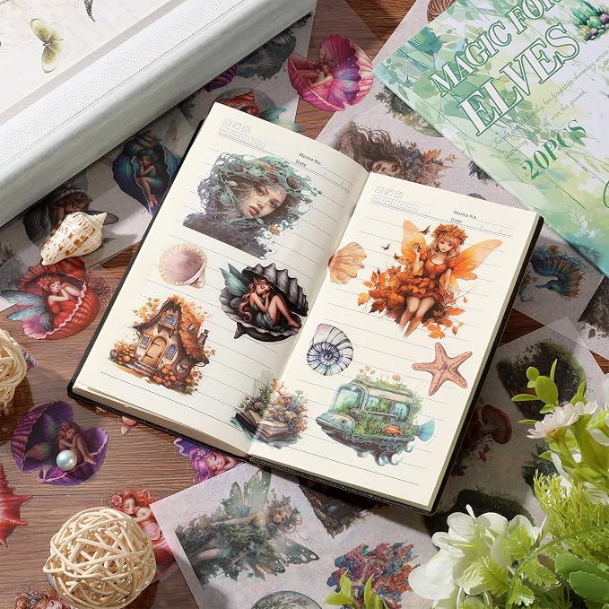 Scrapbook Fantasy Stickers 20 Sheets 240 Pre-Cut Washi Stickers - Image 4