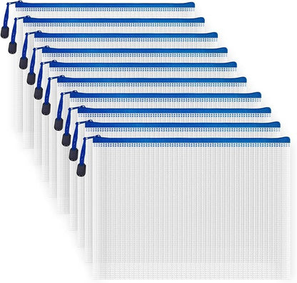 AUSTARK 10 Pcs Zipper File Bags, Waterproof Plastic Mesh Pouch by AUSTARK